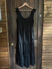 GAP Black Tiered Maxi Dress with Ruffle Shoulders- Size Large