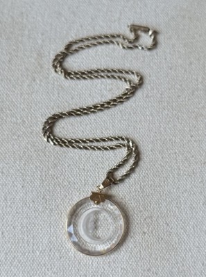 10k/417 Yellow Gold Rope Chain/14k Frosty Glass Celestial Crescent Moon Pendant