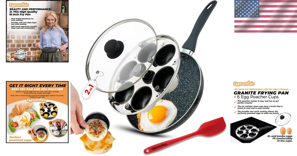 Роскошный набор сковородок для браконьера и жарки яиц 2 в 1 - Изображение 2 из 4