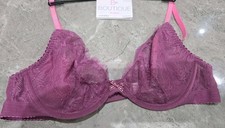 34C Bra M&S B by Boutique Anna Lace Wired Plunge Bra DARK PINK