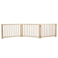 3-Panel Foldable Freestanding Wooden Pet Gate, Barrier for Small Dogs, 17.5 Inch