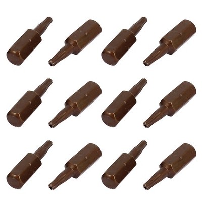 25mm Length 1/4'' Hex Shank Magnetic T10 Torx Security Screwdriver Bits 12Pcs