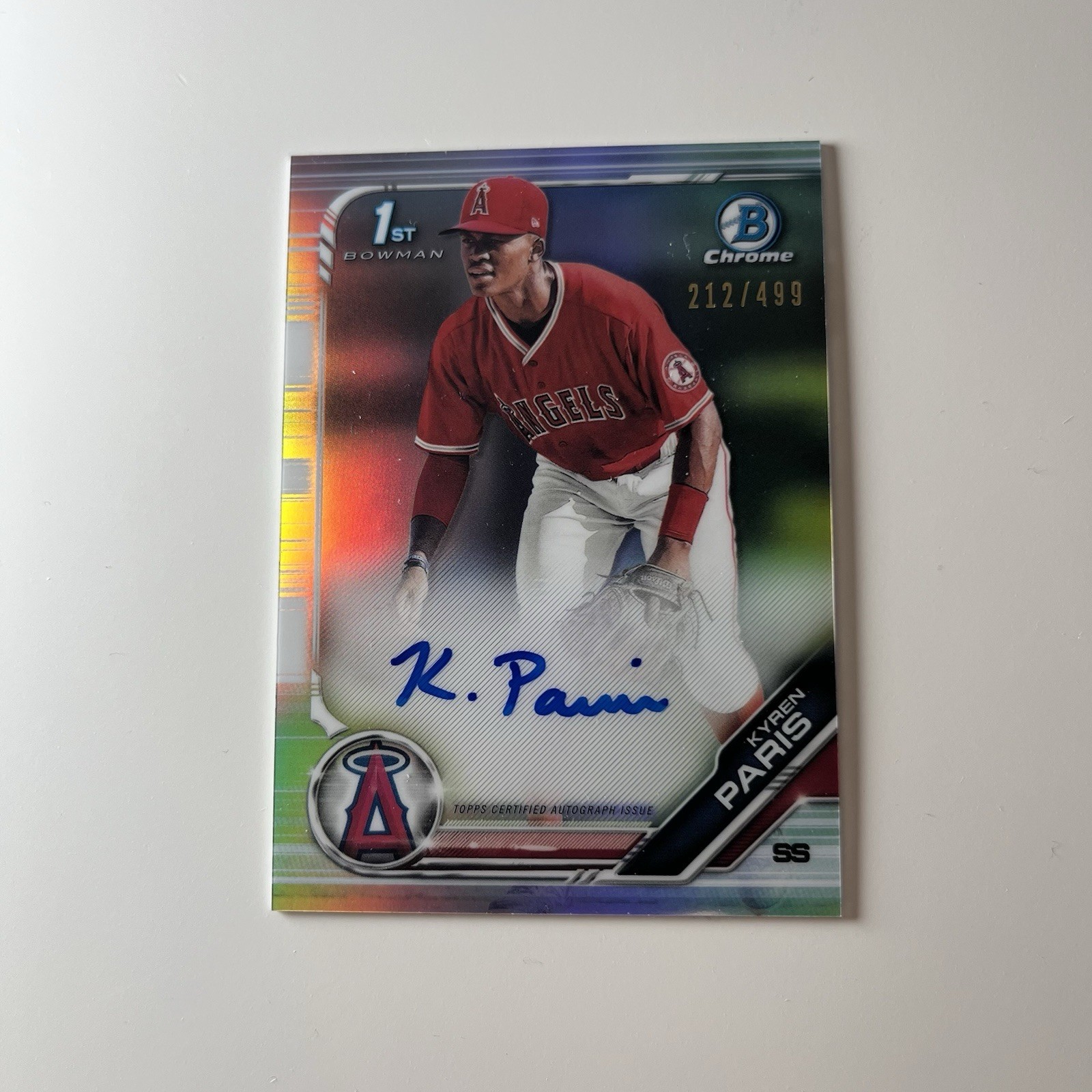 Kyren Paris 2019 Bowman Chrome 1st Refractor Autograph /499 #CDA-KP Angels Auto