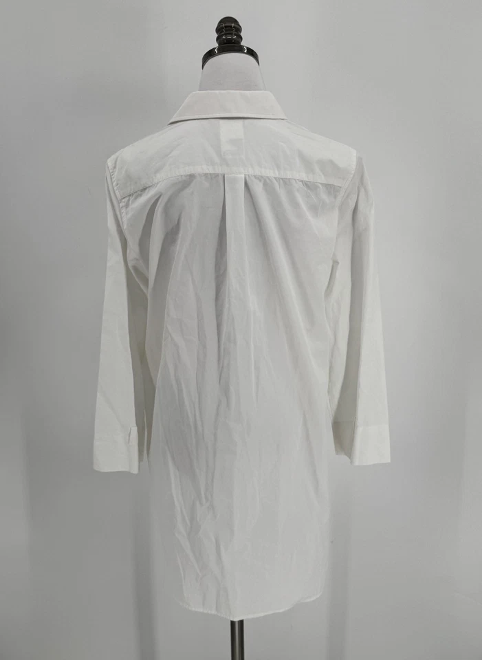 Top túnica popelina manga larga Henley algodón té blanco MaxMara para mujer talla 12 Foto 3 de 4