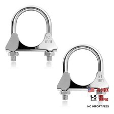 2" U-Bolt Exhaust Clamp, Stainless Steel Heavy Duty Design, 2 inch OD pipe
