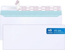 Durable 45 Count Self-Seal No Window Envelopes | Perfect for Legal & Business