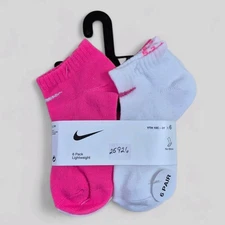 NIKE Girls Socks No Show Lightweight School Kids 6 Pair Shoe Size 10C-3Y 
