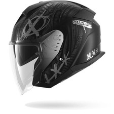 CASCO SHARK SKWAL JET SHIEVER Mat KAS NERO ANTRACITE ARGENTO OPACO TAGLIA M