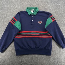 Vintage Adidas Navy Blue 1/4 Button Sweatshirt Mens XL Collared 80s