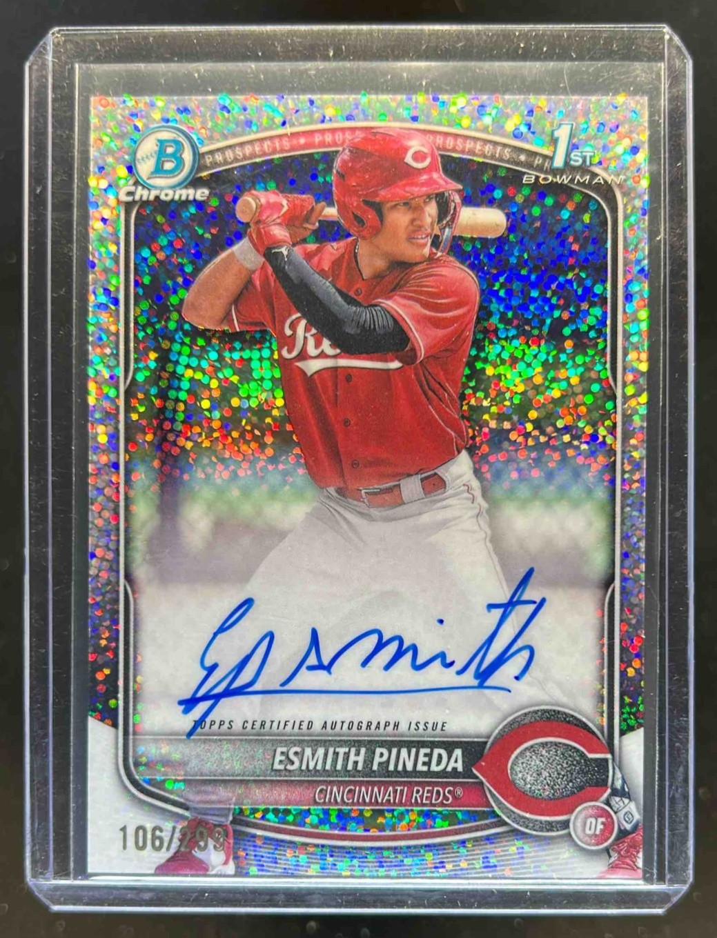 2025 Bowman Esmith Pineda Chrome Auto Speckle Refractor 1st Prospect #106/299