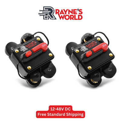 2 PACK 20 Amp Waterproof Circuit Breaker Auto/Marine/Solar 12-48V DC