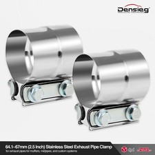 Densieg 2 Stück Edelstahl Auspuff Rohrverbinder Ø 63mm / 2,5" für Abgasanlage