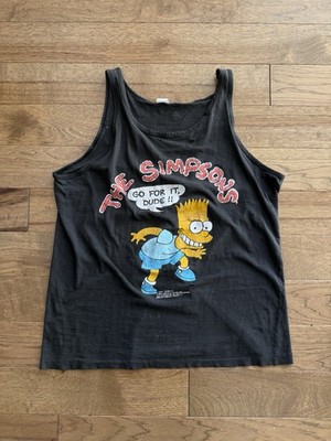 Vintage 1990 Bart Simpson The Simpsons Thrashed Distress Tank Top Single Stitch