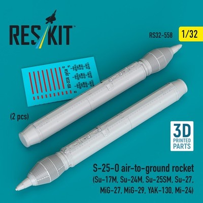 S-25-O air-to-ground rocket (2 pcs)  (3D Printed)  1/32 ResKit RS32-0558