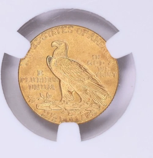 1927 INDIAN HEAD $2.5 QUARTER EAGLE GOLD NGC MS62 - Image 2 of 3