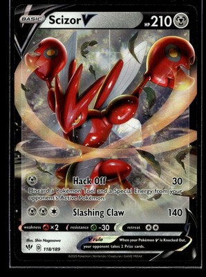 Scizor V Ultra Rare SWSH03: Darkness Ablaze 118/189 NM