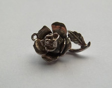 Vintage Nuvo Solid Silver & Enamel Garden Rose Charm Opens / NUVO CHARM