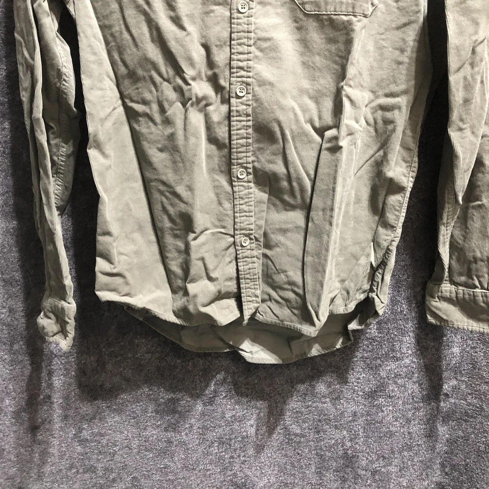 Camisa de algodón vintage remasterizada para hombre pequeña de pana manga larga con botones Foto 2 de 4