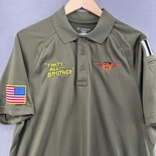 Pilot Air Force D-Day Phillips66 That's All Brother USA Military Green Polo SZ M