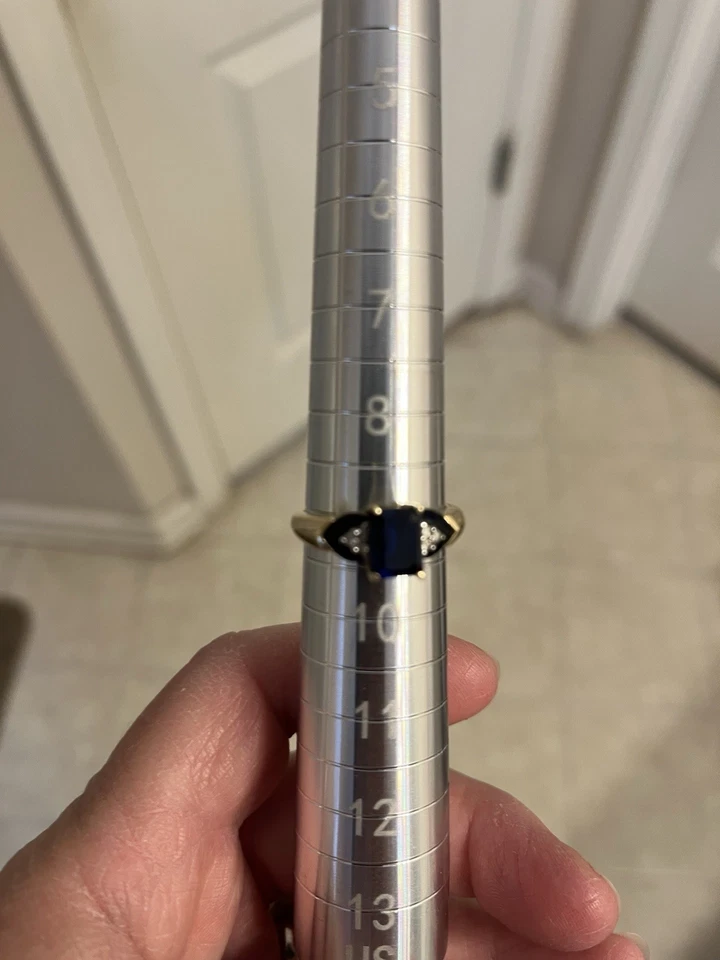 Lab Created Sapphire And Diamond 10K Ring Size 9 - Image 3 of 4