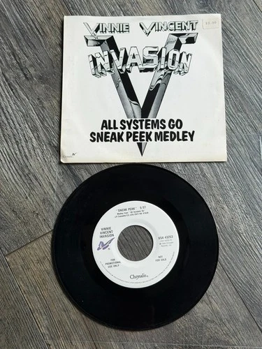 KISS Vinyl 7" 45 VINNIE VINCENT INVASION Promo All Systems Go USA Vintage Kiss
