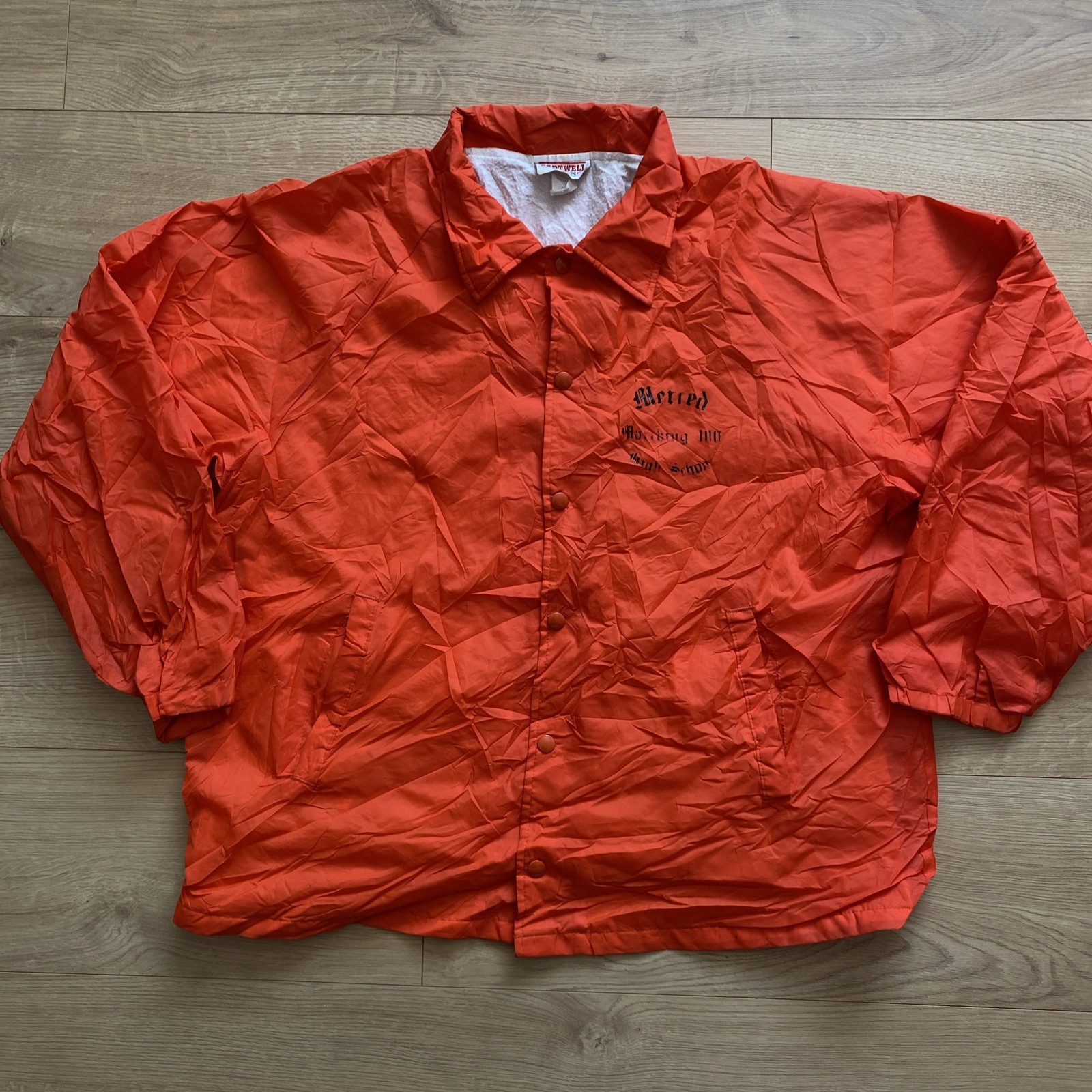 Hartwell Men’s XL Orange Nylon Coach Jacket Windbreaker