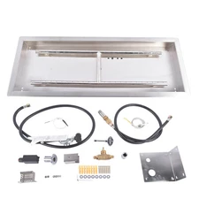 Drop-in Rectangular Stainless Steel Fire Pit  Burner Kit, Propane Gas Fire Pan
