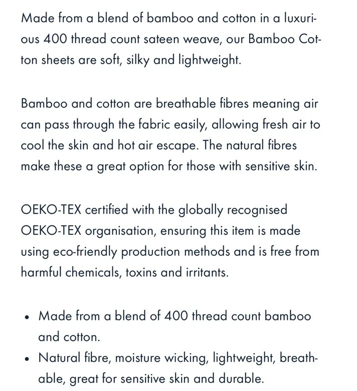 Sábana plana de algodón de bambú de 400 hilos 1 king Foto 4 de 4