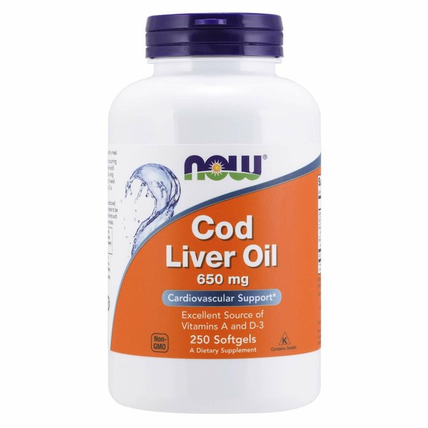 Now Foods, Cod Liver Oil 650Mg Herz Kreislauf 250 Weichkapseln Super Preis-image
