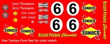  6 Roger Penske Chevrolet Sunoco Corvette 1967 1/64th HO Scale Slot Car Decals