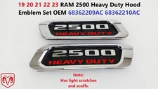 19 20 21 22 23 RAM 2500 Heavy Duty Hood Emblem Set OEM 68362209AC 68362210AC