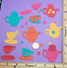   20 pc. TEA POTS  TEACUPS cardstock paper die cut embellishments