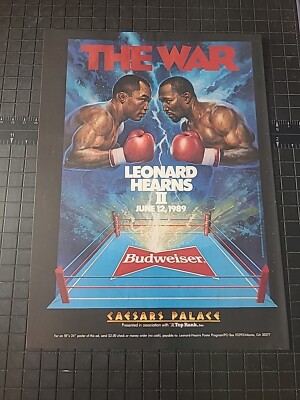 Sugar Ray Leonard Vs Hearns II Boxing Print Ad Vintage 1989 8x11