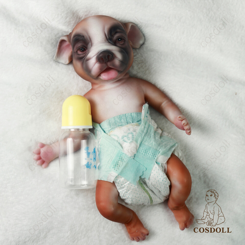 COSDOLL 35CM Full Silicone Reborn Dog Doll Soft Realistic Art Toys Gift For  Kid