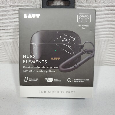 LAUT Huex Elements Protective Case Apple AirPods Pro w Carabiner Marble Black