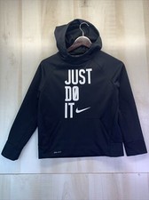 Nike Dri Fit Boys Sz M Black   Just Do It  Hoodie-4787