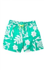 Tea Collection Infant Boys 12-18M Shorts Mesh Lined Swim Trunks Green Hawaiian