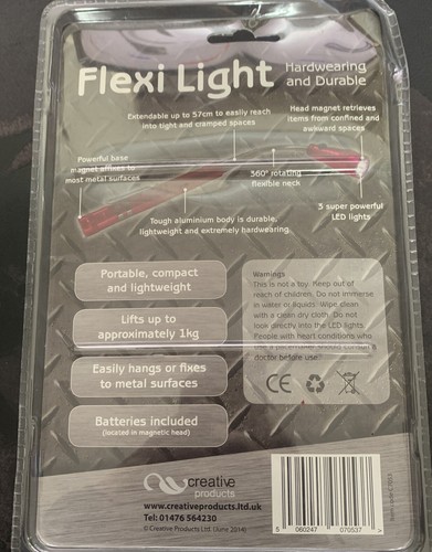 Pocket Metal LED Flexi Light Torch 17cm - 56cm 360 Magnetic Head Base Lifts 1kg - Picture 2 of 10