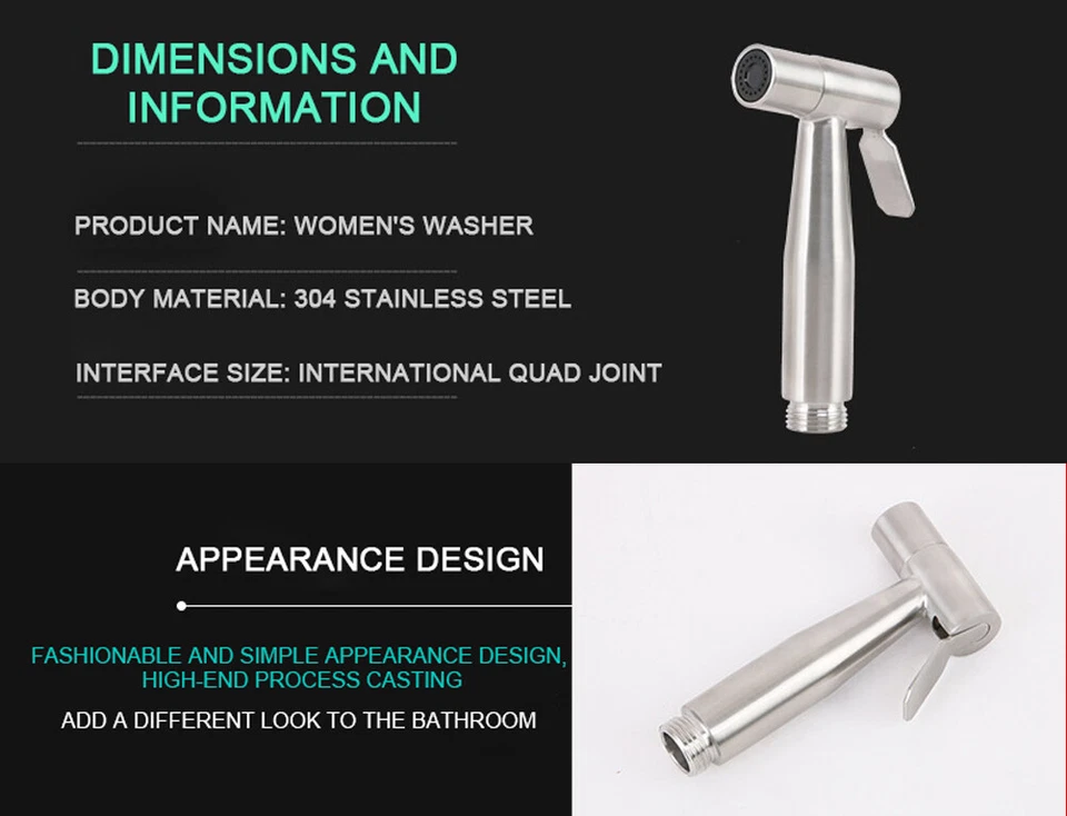 Rostfreier Stahl 304 Handlich Dusche Toilette Sprühen Shattaf Dusche Umsteller - Bild 3 von 4