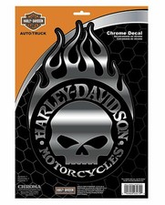 * XL * HARLEY DAVIDSON MOTORCYCLE WILLIE G SKULL CHROME DECAL - MADE IN THE USA