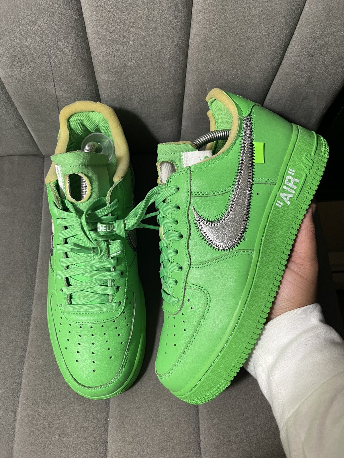 OFF WHITE X NIKE Nike Air Force 1 bianche basse Brooklyn verdi scintilla taglia 8 Vnds