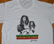  1980's BOB MARLEY vtg reggae band concert tour tee shirt L/XL 80s Lion Jamaica