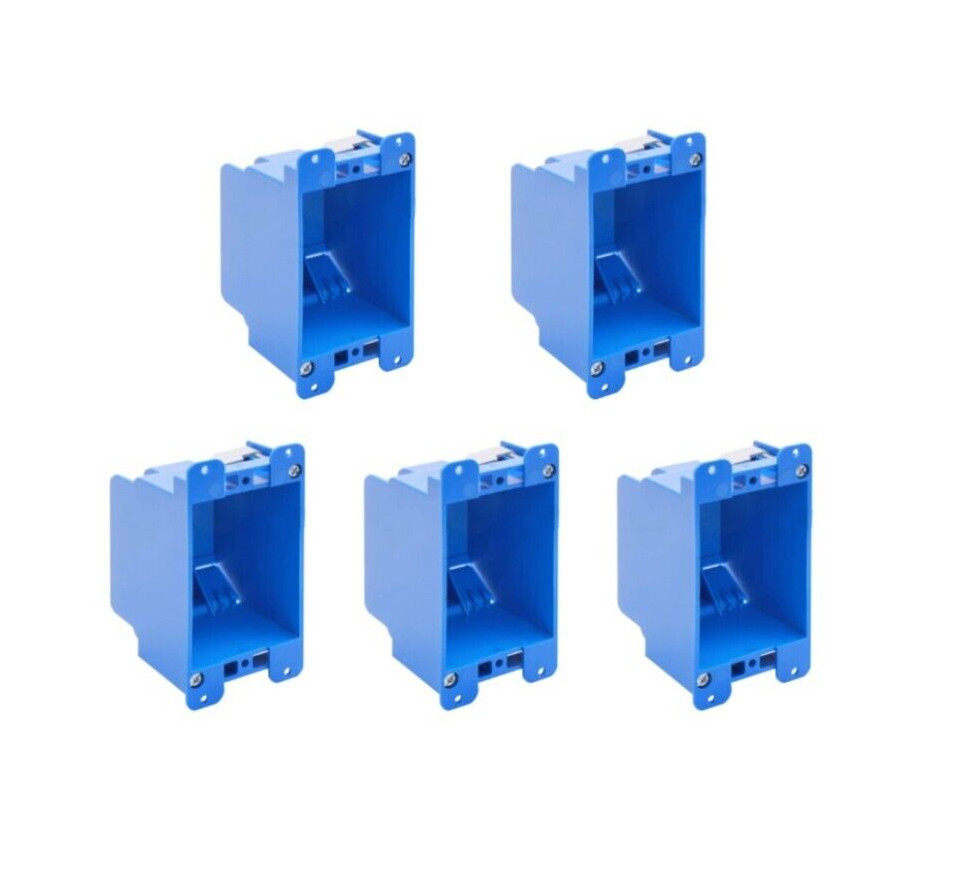 5-Pack 1-Gang Electric Outlet/Switch Box 14 Cu In ETL Old Work Remodel Blue