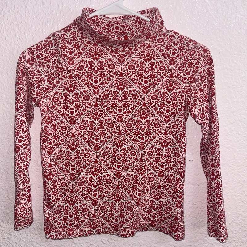 Boden Girls 8-9 Red And White Floral Turtleneck