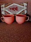 Pair Of Homer Laughlin Fiesta Ware Persimmon Jumbo Mugs Retired USA