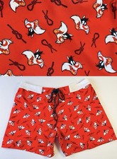 Sylvester the Cat Looney Tunes Men  s French Cuff Board Shorts Swim Trunks Medium