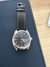 Omega Seamaster Railmaster Black Dial Auto Watch Leather Strap
