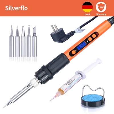 SILVERFLO Lötkolben Set 100W Lötstation Einstellbarer Temperatur Lötset Lötkolben-Bausatz
