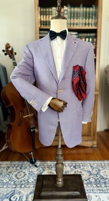LNWOT RECENT PRISTINE Isaia Napoli Cashmere/Silk Purple Sport Coat 46R US 56R IT