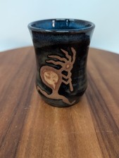 Studio Pottery 2019 Kokopelli Japanese Teacup Signed Moki 4" Tall